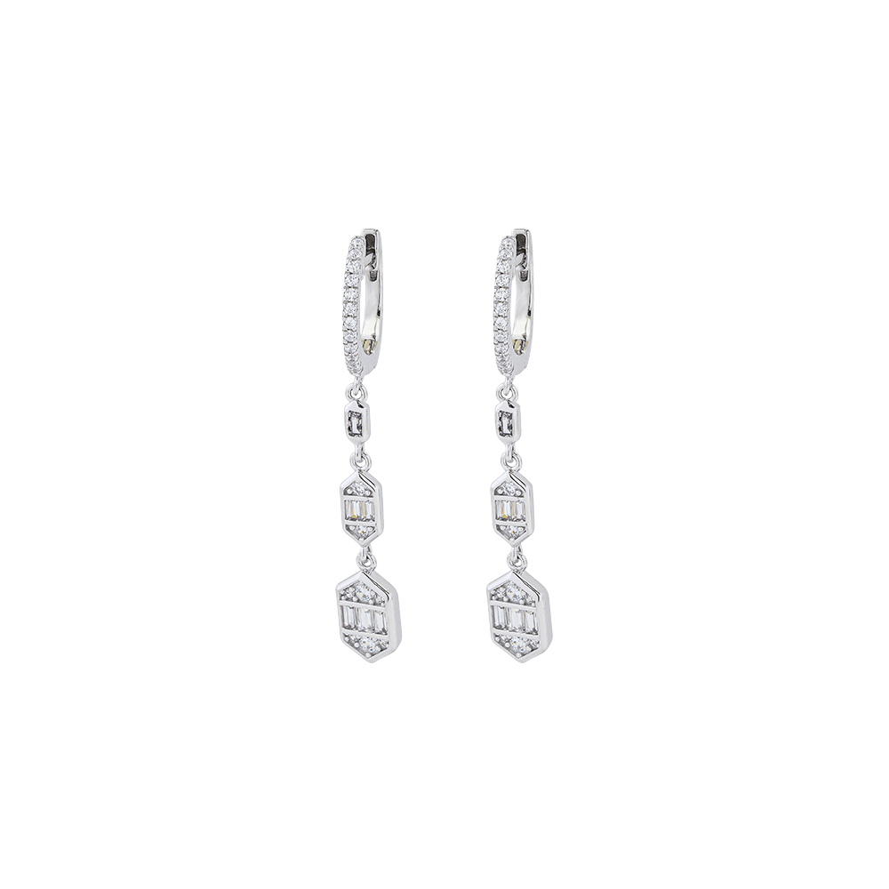 925 Sterling Silver and Zircon Earrings