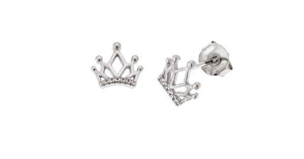 SENZA 925 sterling silver earrings, crown with white zircons