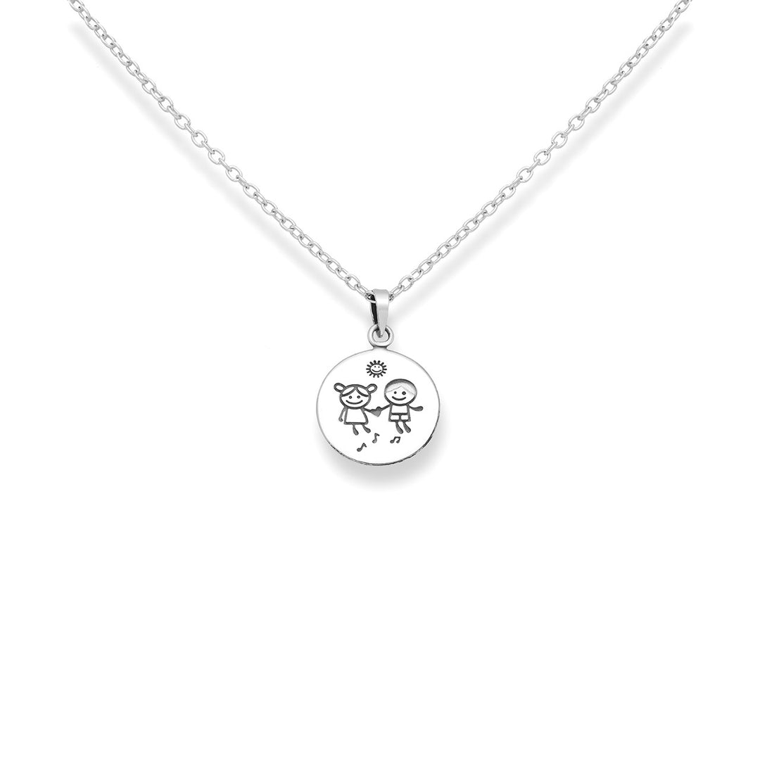 Silver Boy and Girl Pendant with Chain