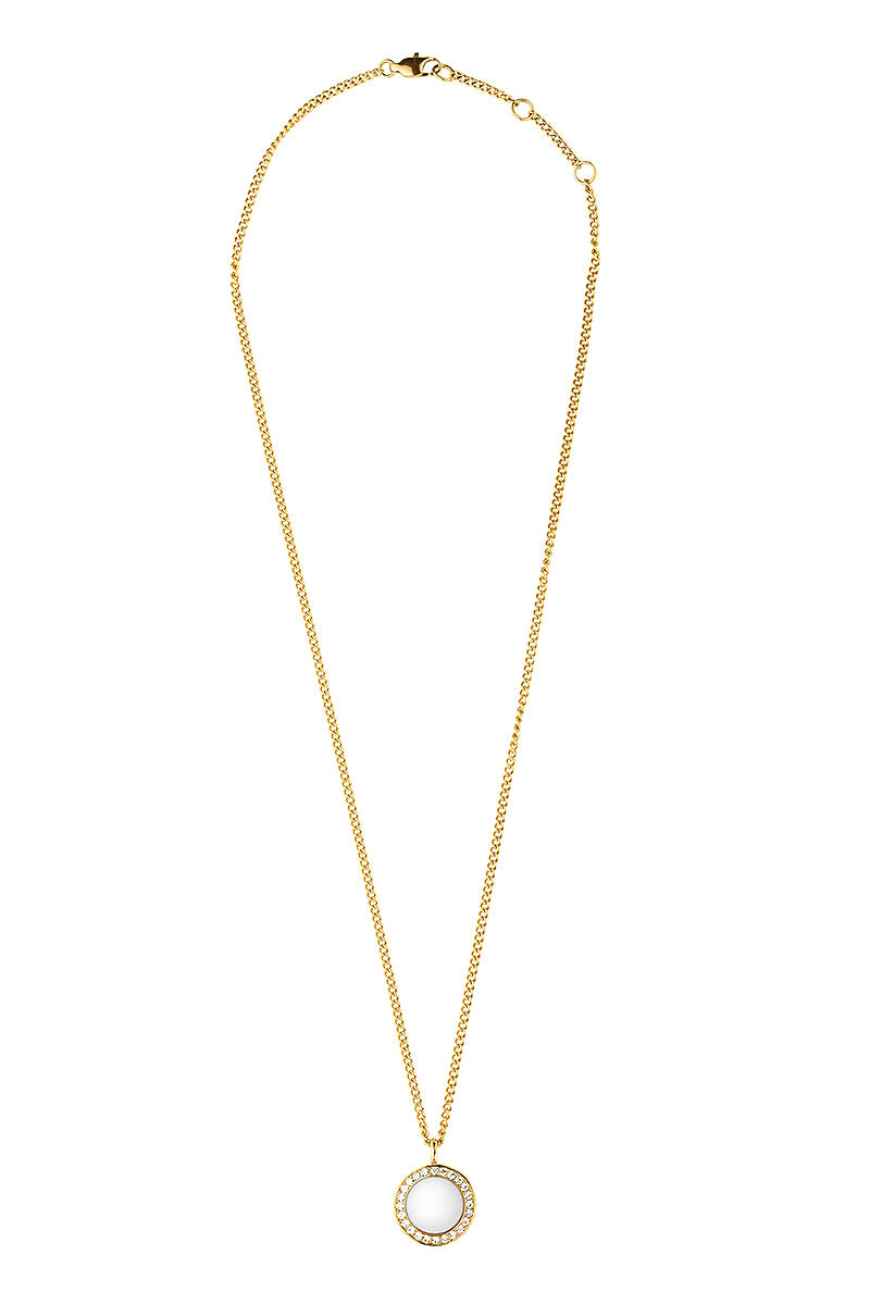 Atlantian Necklace in Gold-Plated Stainless Steel with Jadeite and Crystals