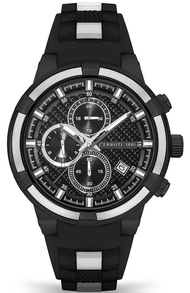 Avisio Chronograph Black Silicone Strap