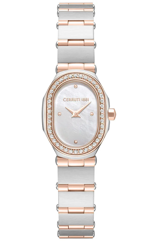 CERRUTI Aosta Crystals Two Tone Stainless Steel Bracelet