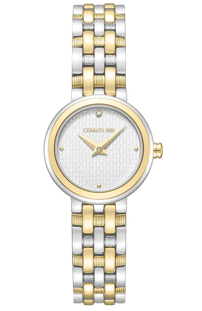 CERRUTI Lusia Crystal Two Tone Stainless Steel Bracelet
