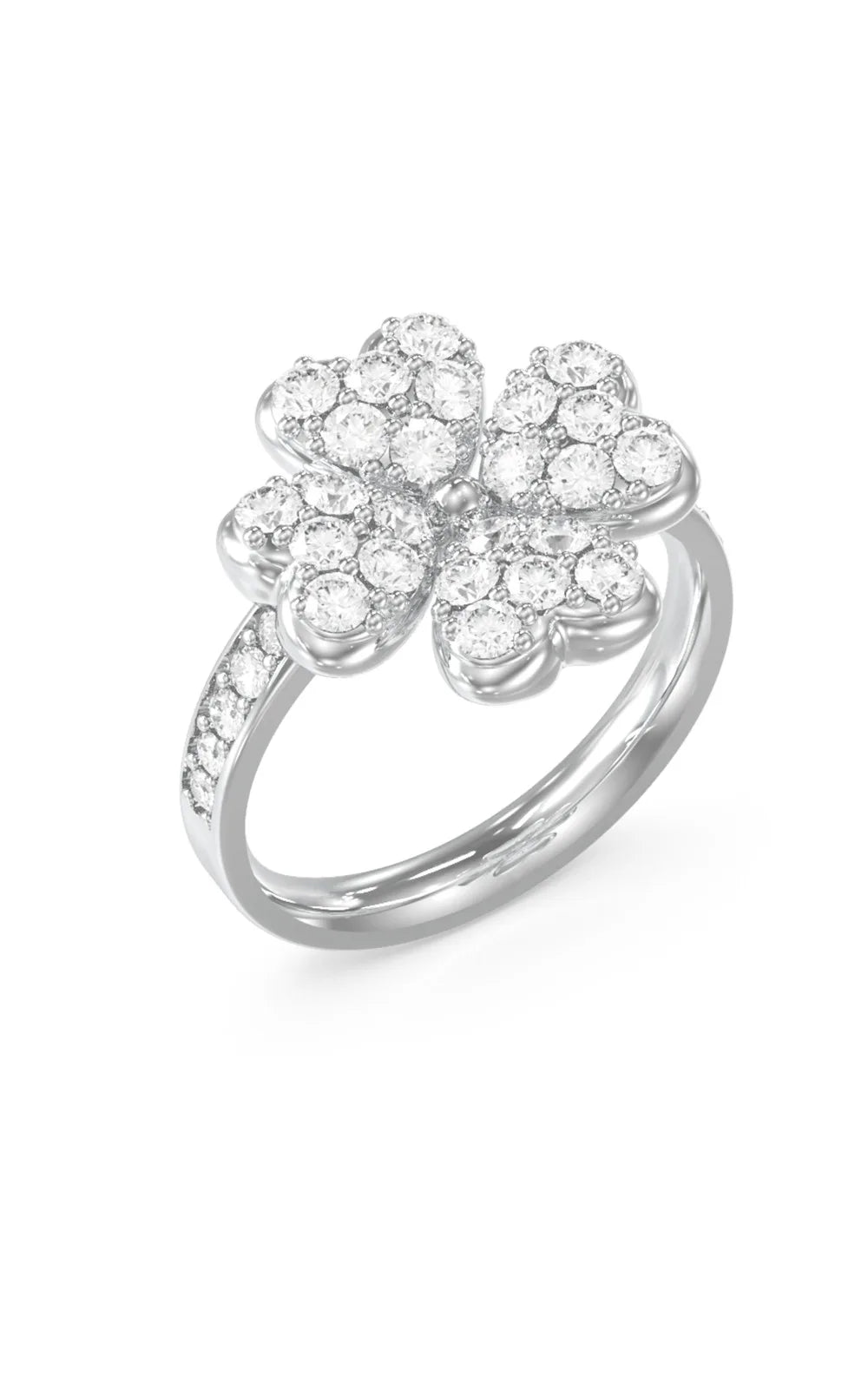 Δαχτυλίδι GUESS STEEL LOVE BITES Ασημένιο Με Τυχερό Τετράφυλλο Και Πέτρες