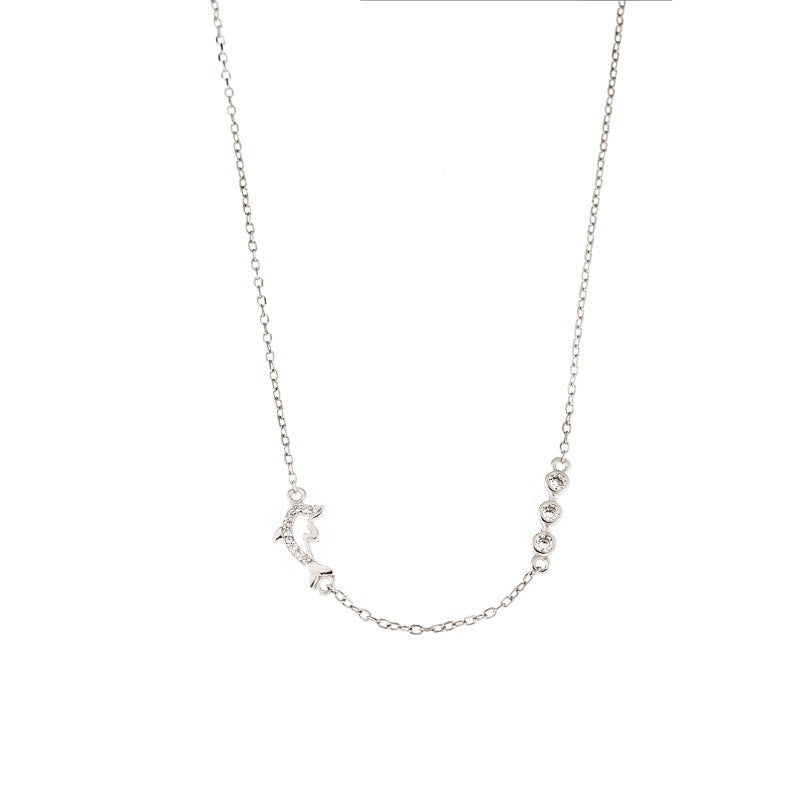 SENZA 925 sterling silver necklace, dolphin with white zirconia