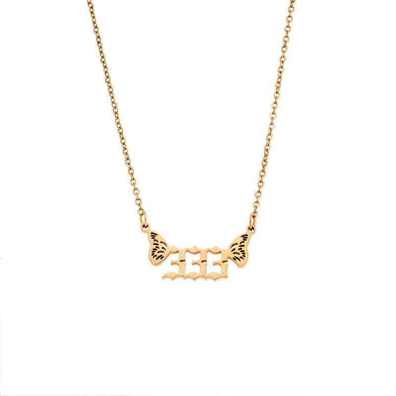 SENZA Stainless Steel Gold Plated Necklace, Angel Numbers