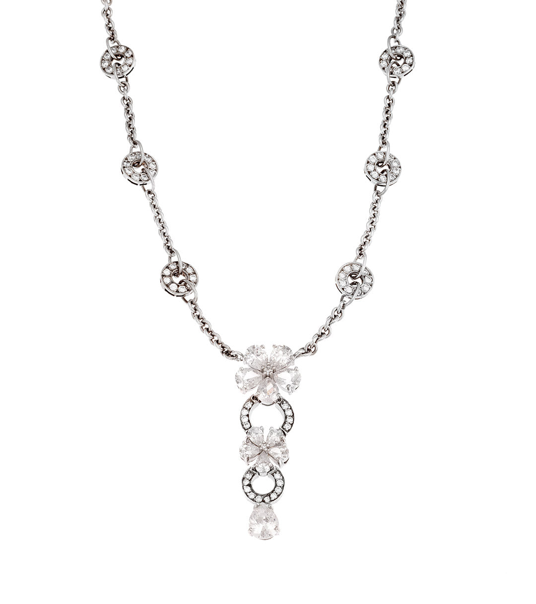 Κολιέ σε Επιπλατινωμένο Ασήμι με Ζιργκόν Swarovski