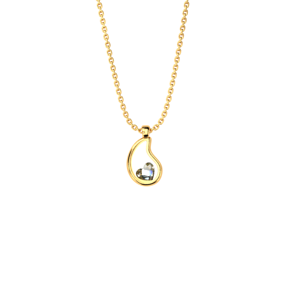 Teardrop Heart Necklace in Gold-Plated Silver and Swarovski