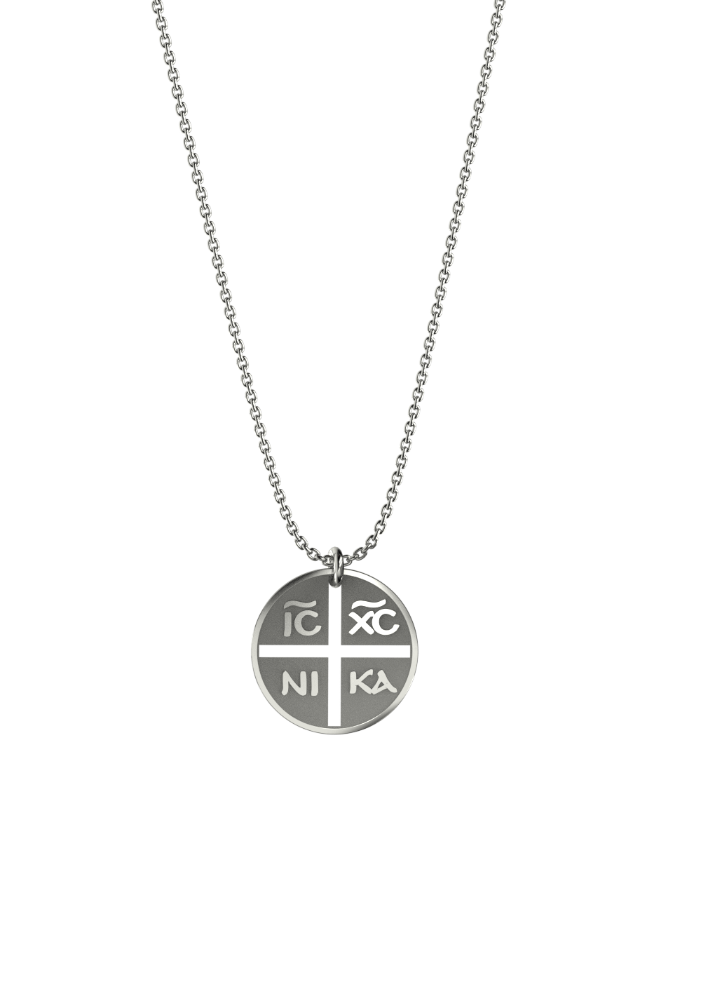 Cross Necklace in Rhodium-Plated Silver