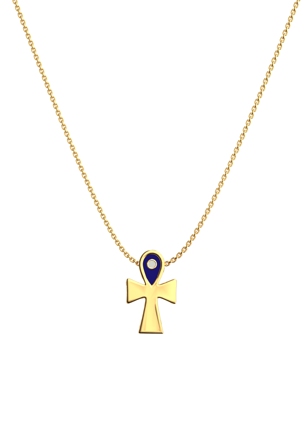Gold-Plated Silver and Enamel Cross Necklace