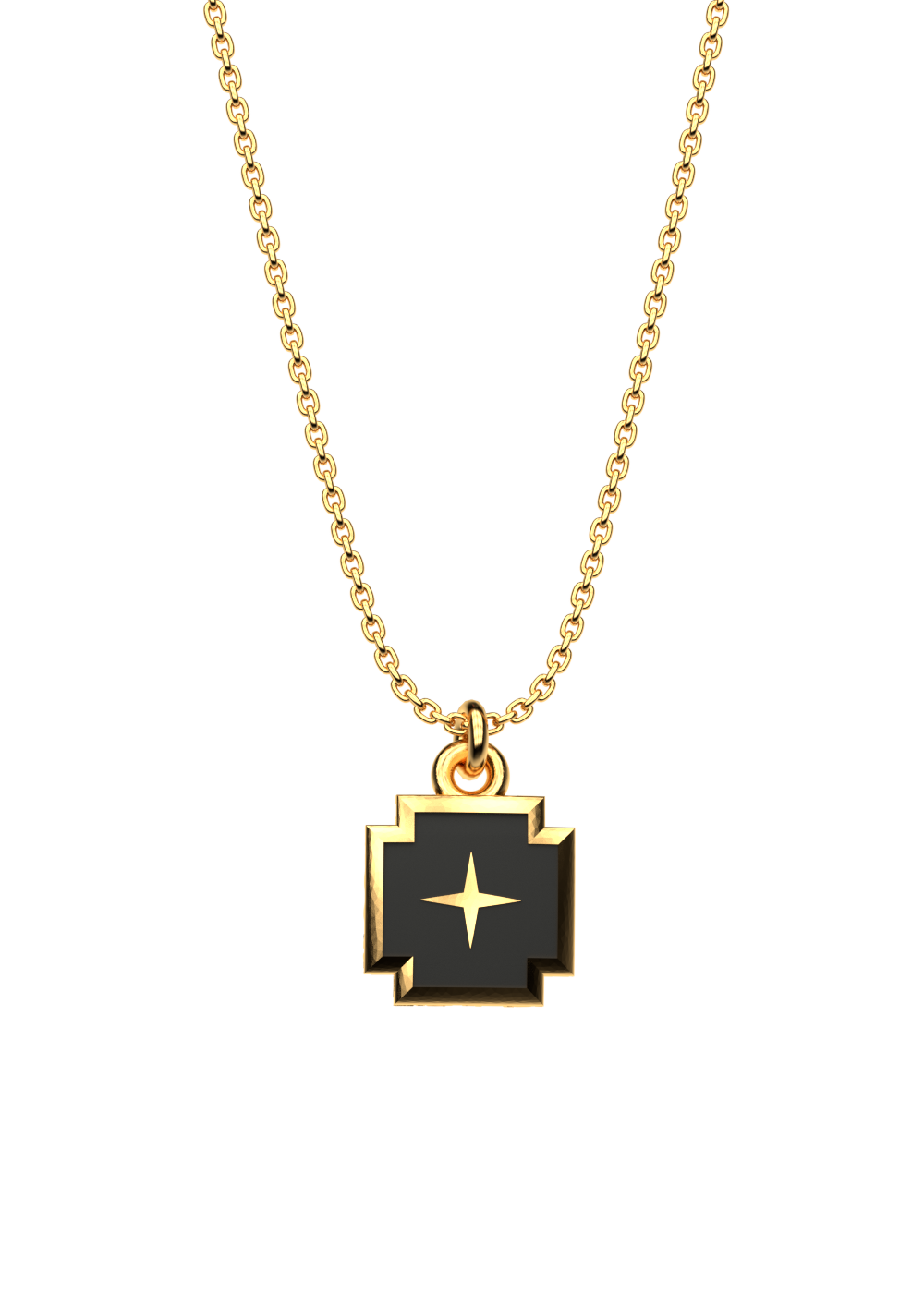Cross Necklace in Gold-Plated Silver and Enamel