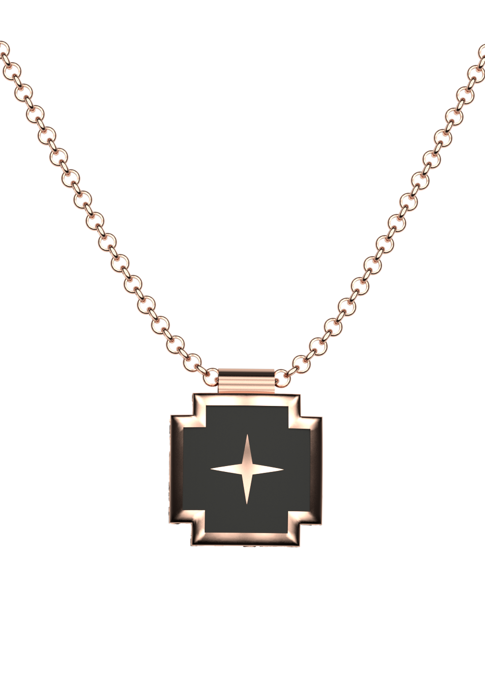 Cross Necklace in Rose Gold-Plated Silver and Enamel
