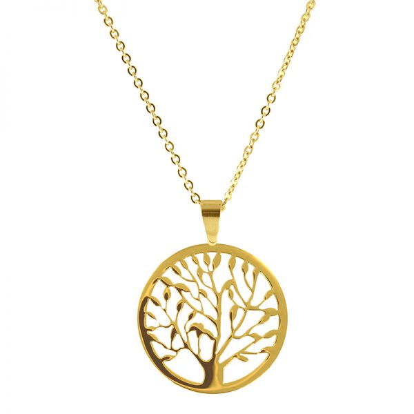 Κολιέ Tree Of Life Coin σε Επιχρυσωμένο Ανοξείδωτο Ατσάλι