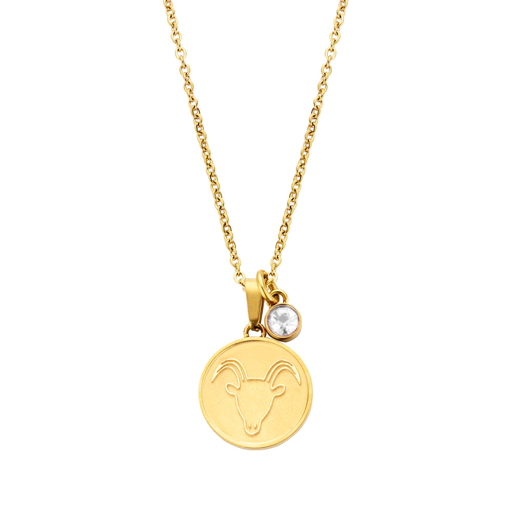 Capricorn Zodiac Necklace in Gold-Plated Stainless Steel