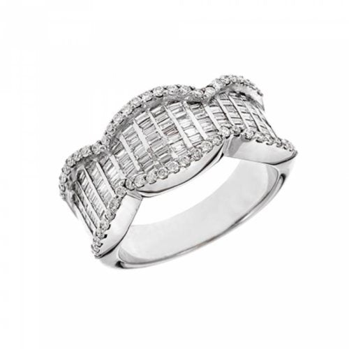 White Gold Ring with Brilliant Cut Diamond in Sequin Setting