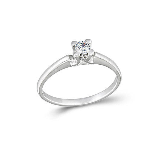 White Gold Solitaire Ring with Brilliant Cut Diamond