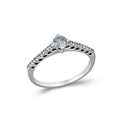 White Gold Solitaire Ring with Brilliant-Cut Diamond