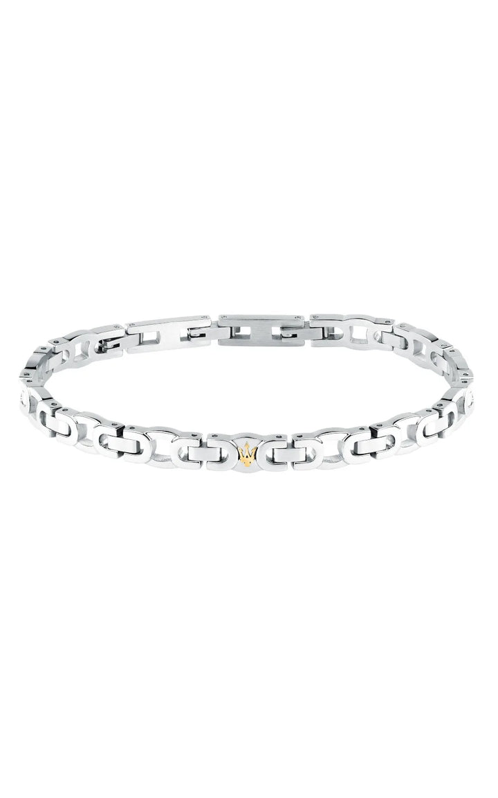 ICONIC Stainless Steel Bracelet with Gold Trident