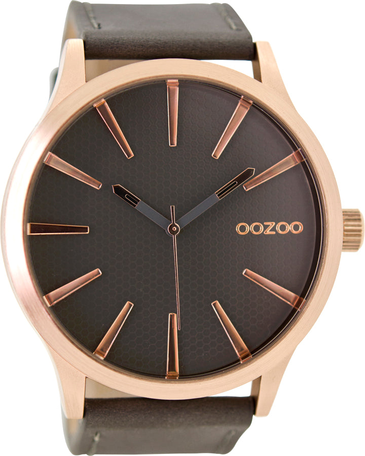 OOZOO Timepieces Grey Leather Strap C9042