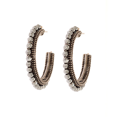 OXETTE Earrings in Black Rhodium-Plated Silver and Hematite DSC5931
