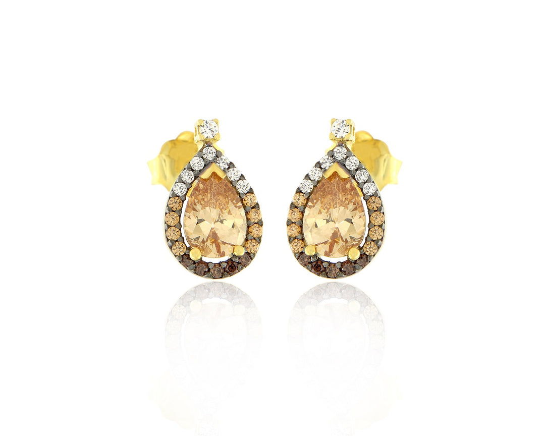 14K Gold and Zircon Earrings