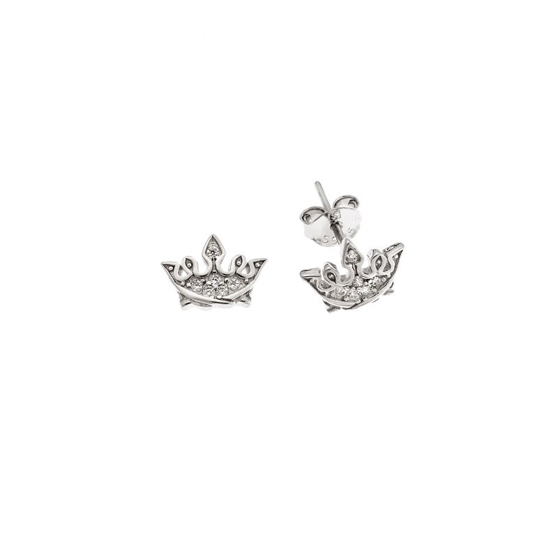 SENZA 925 sterling silver earrings, crown with white zircons