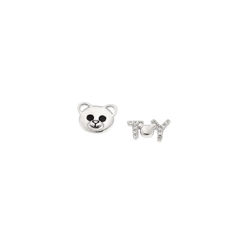 Senza 925 sterling silver earrings, teddy bear-Toy with white zircons