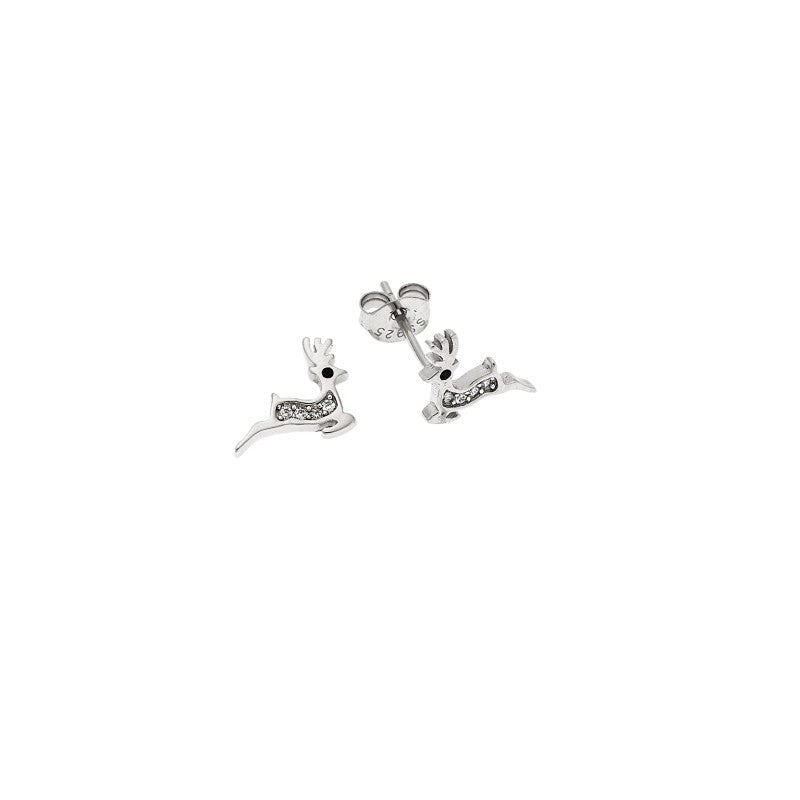Senza 925 sterling silver earrings, fawn with white zirconia