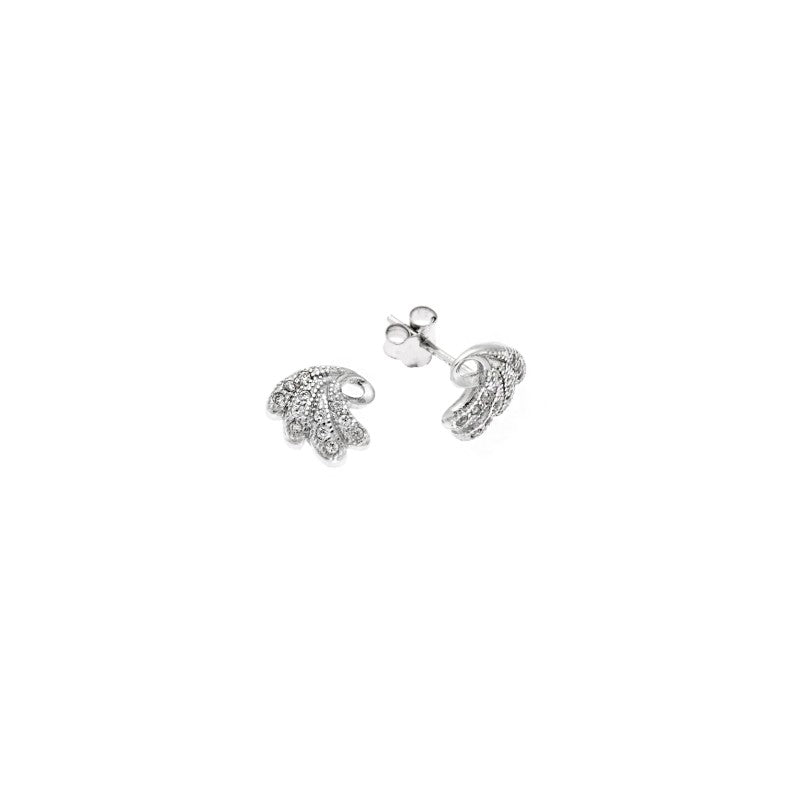 Senza 925 sterling silver earrings, feathers with white zircons