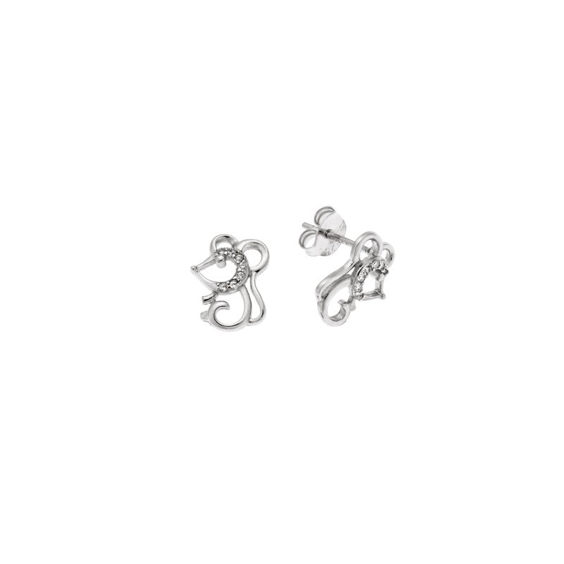 Senza 925 sterling silver earrings, mouse with white zirconia