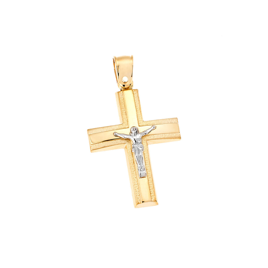 Christening Cross in Two-Tone Gold