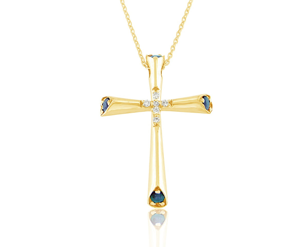 14K Gold Baptism Cross with Diamonds and Chain