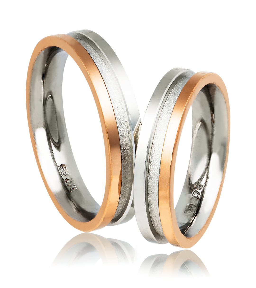 Wedding Rings in Silver and Rose Gold