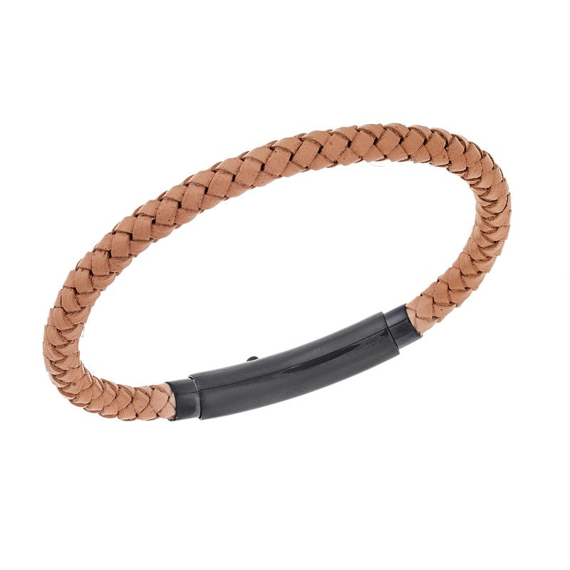 Βραχιόλι Arleti Men Steel Beige Leather Strap