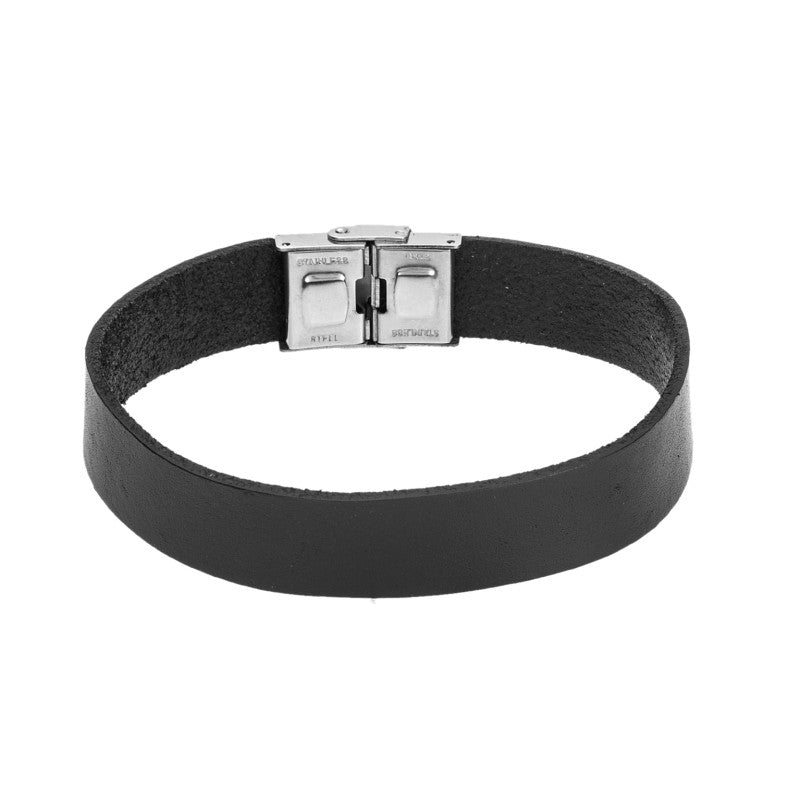 Βραχιόλι Arleti Men Steel Black Leather Strap