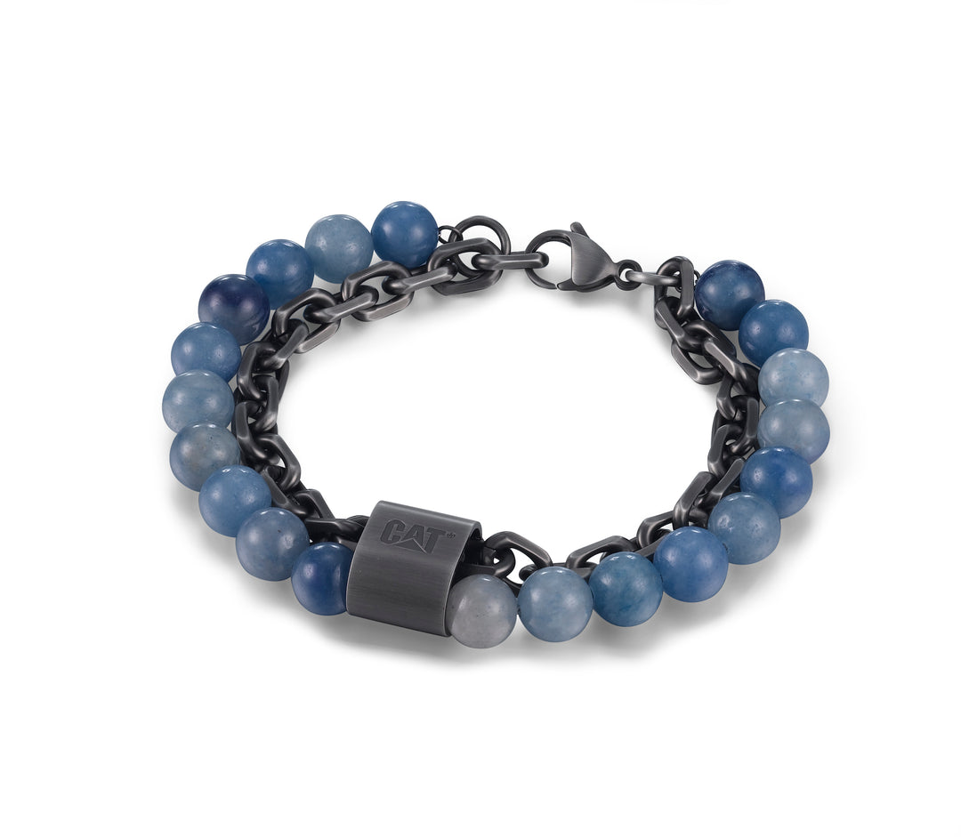 Beads Bracelet with Black Stainless Steel and Beads