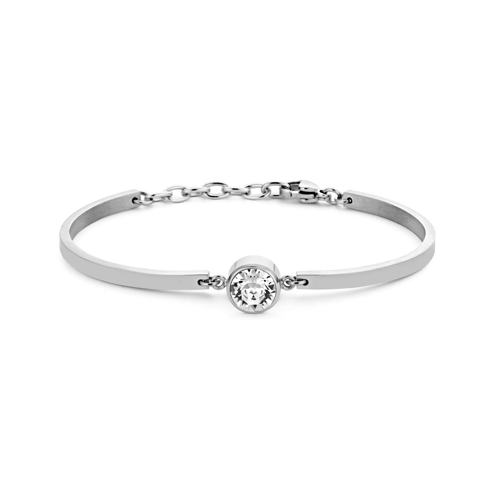 Βραχιόλι Half Bangle Crystal σε Ανοξείδωτο Ατσάλι και Swarovski