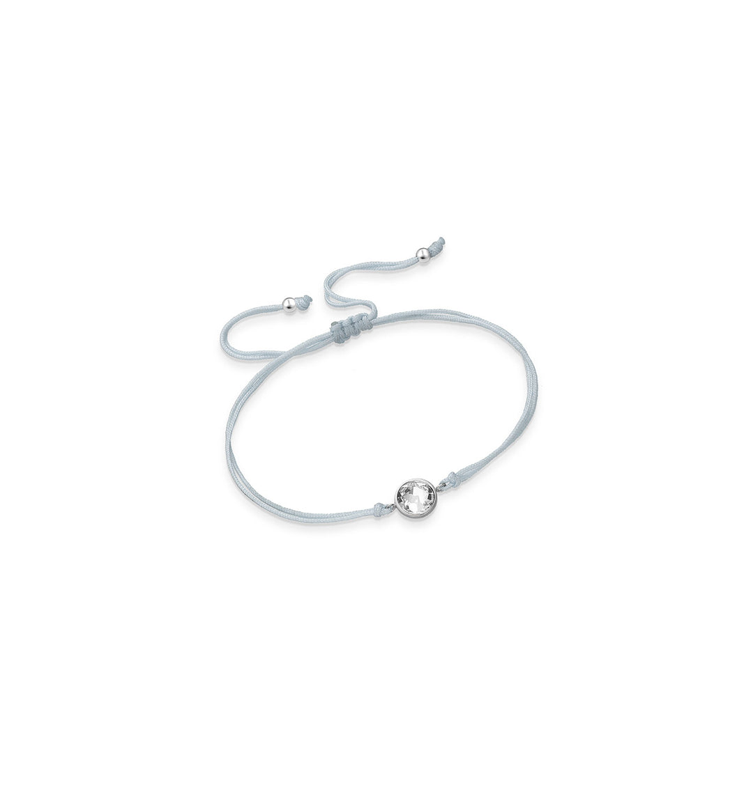 Βραχιόλι με Γκρι Κορδόνι και Swarovski σε Ασήμι