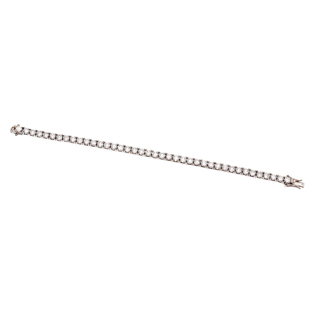 Platinum-Plated Silver Bracelet with Zirconia