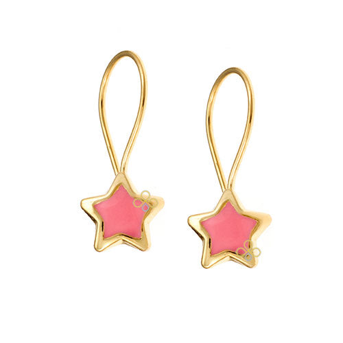 Gold Star Stud Earrings with Enamel