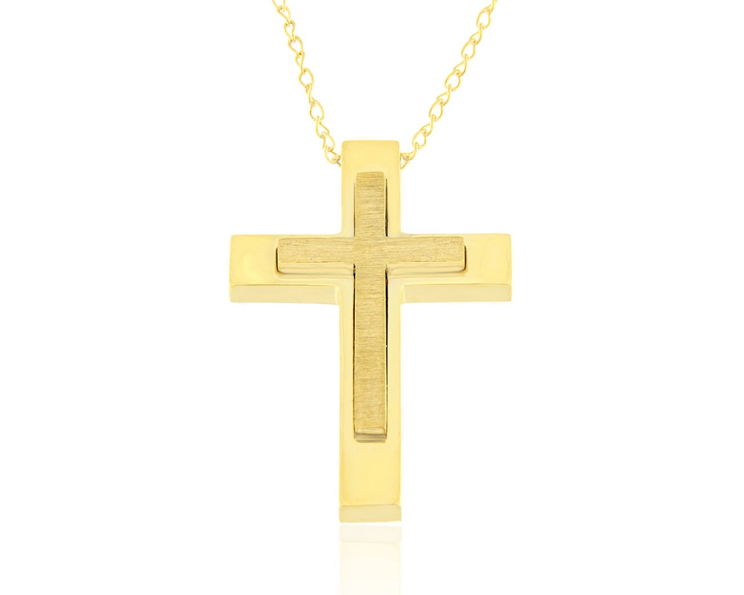 Gold Christening Cross with Chain