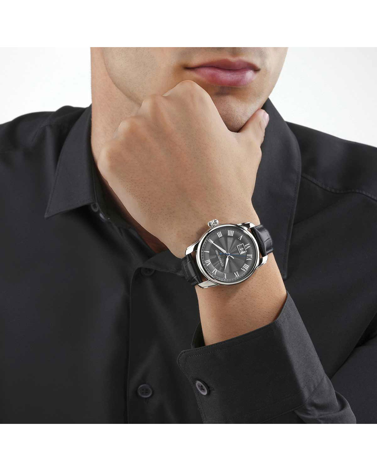 Balvano Black Leather Strap