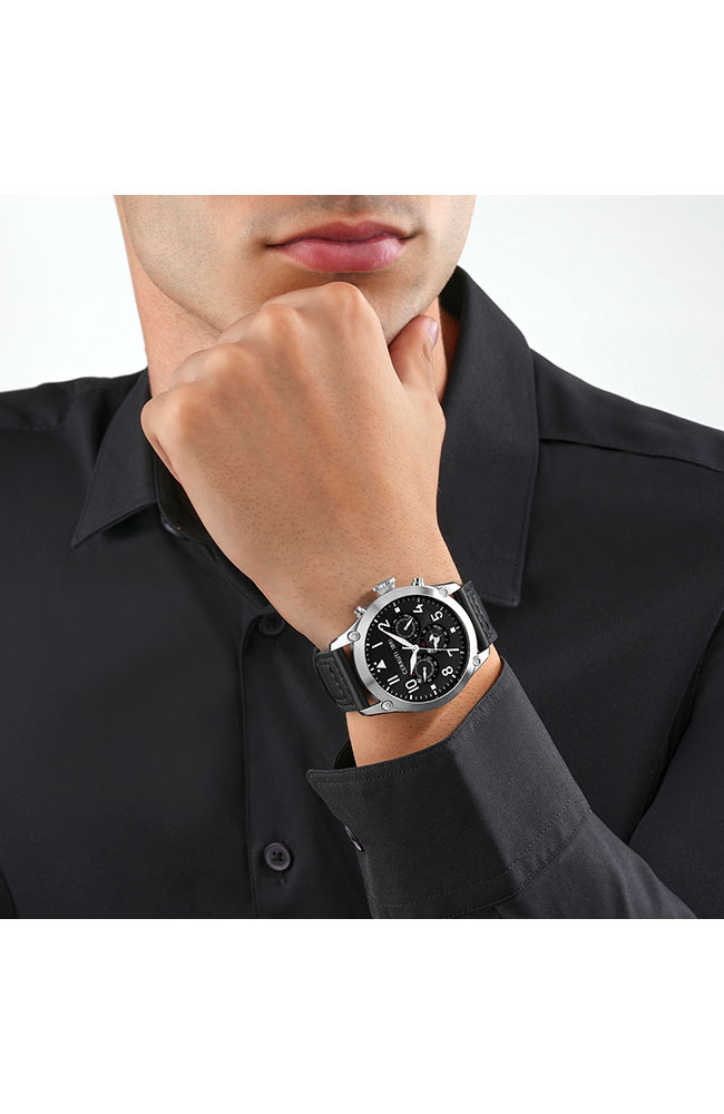 Calenzano Chronograph Black Leather Strap