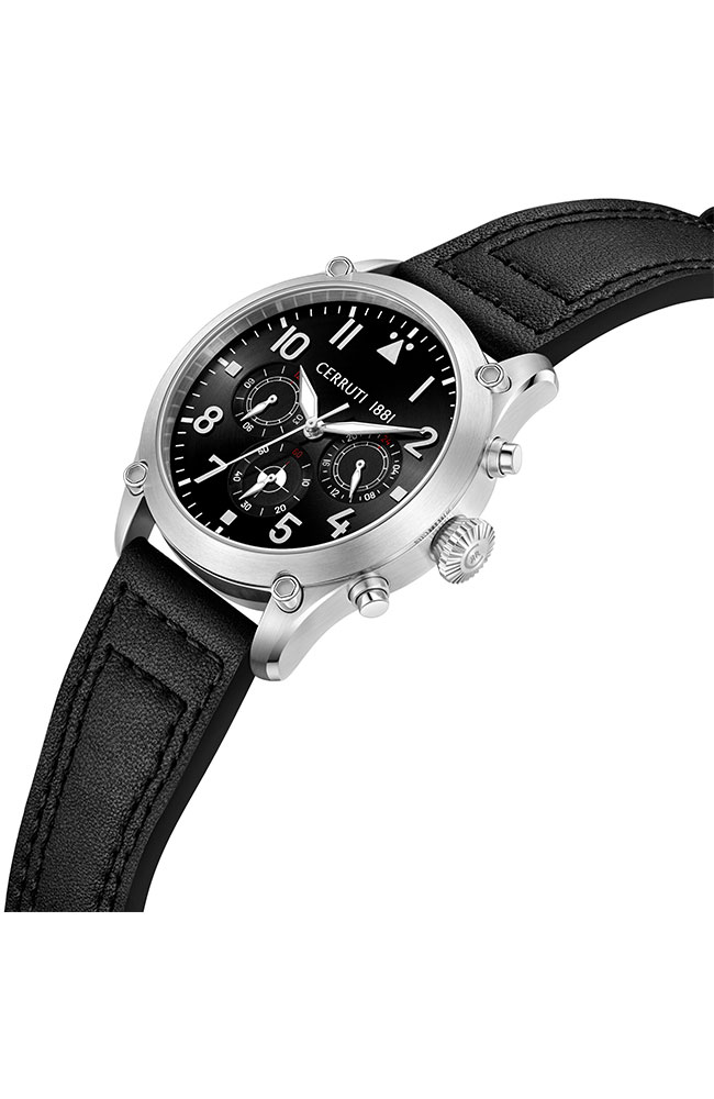 Calenzano Chronograph Black Leather Strap