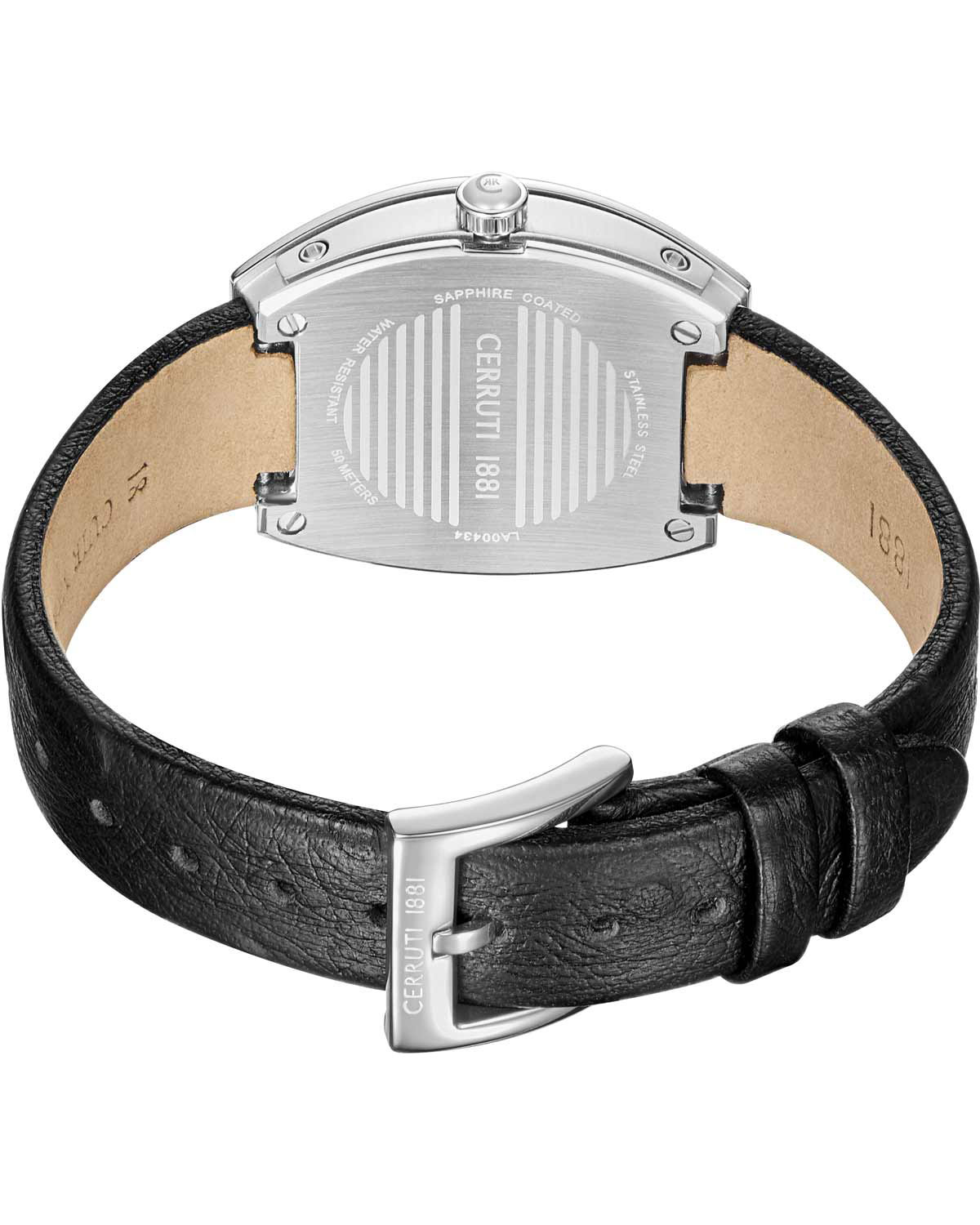 Calliano Crystals Black Leather Strap