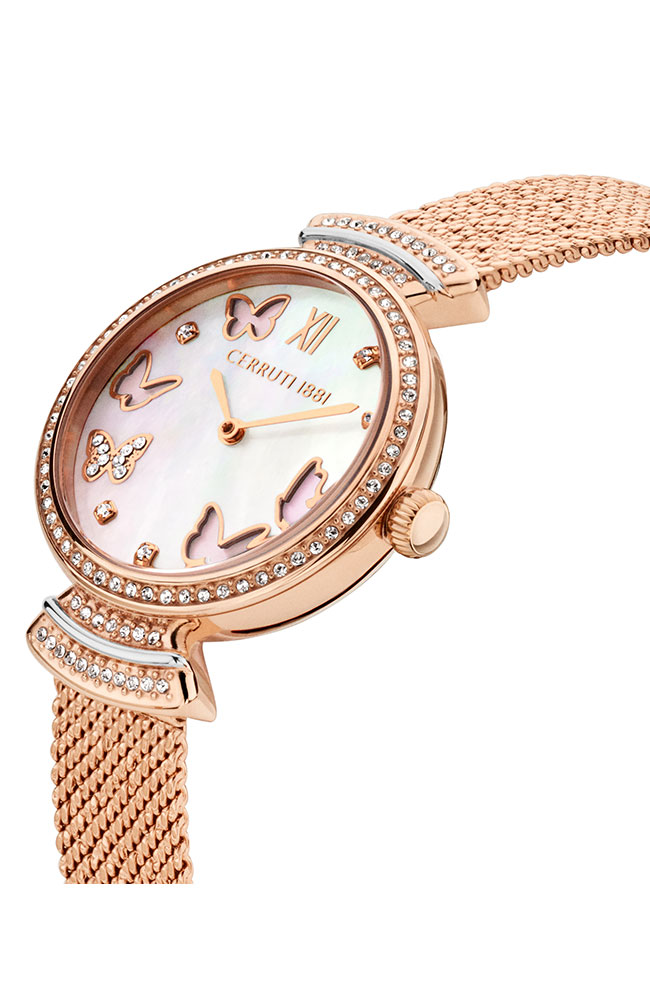 Cerrisi Crystals Rose Gold Stainless Steel