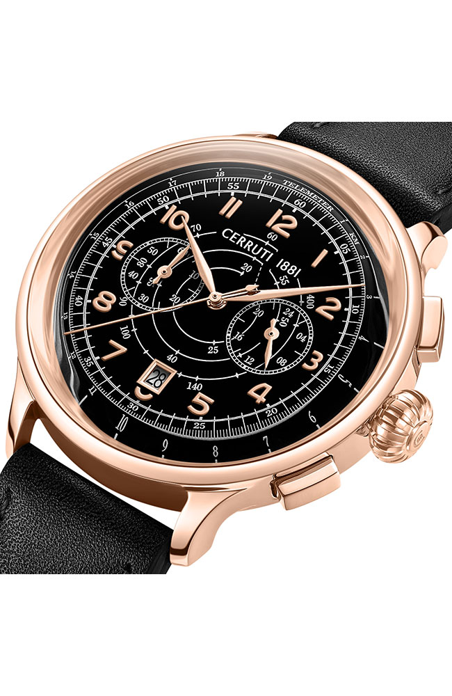 Dervio Chronograph Black Leather Strap