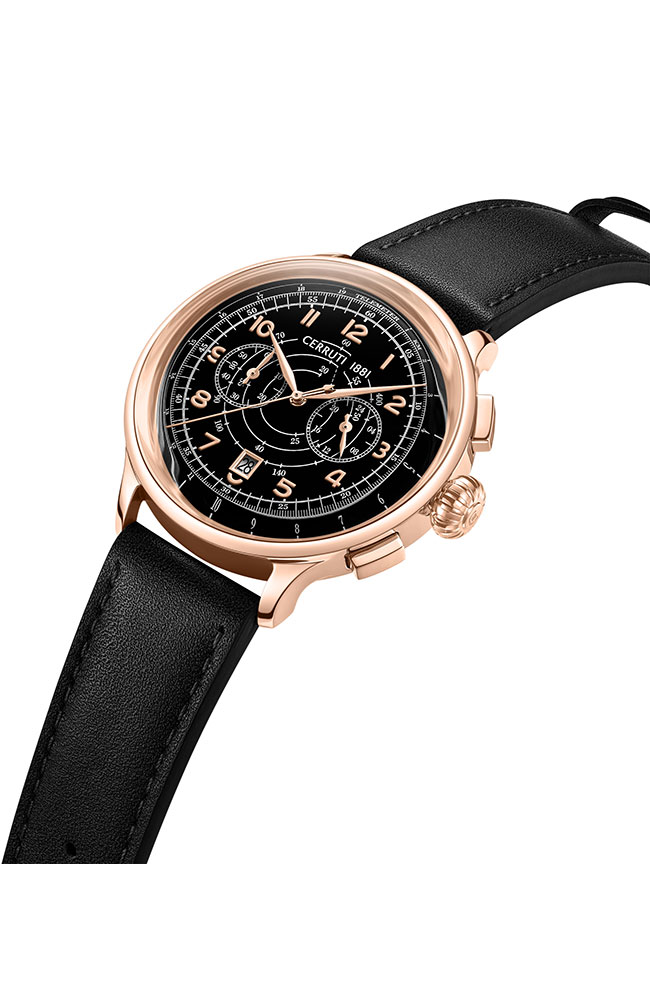 Dervio Chronograph Black Leather Strap