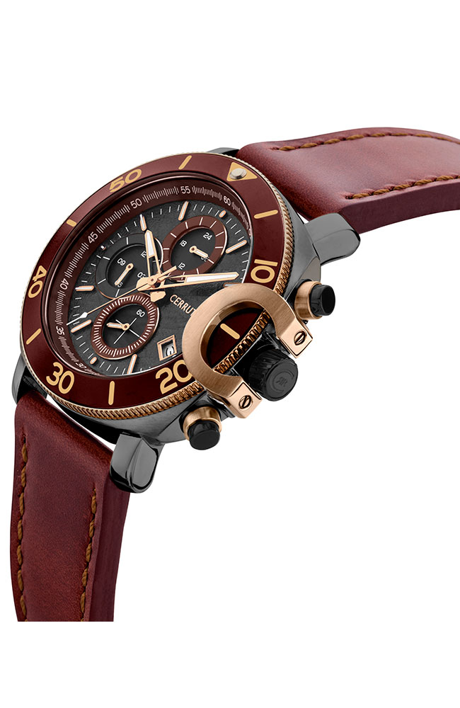 Positano Chronograph Bordeuax Leather Strap